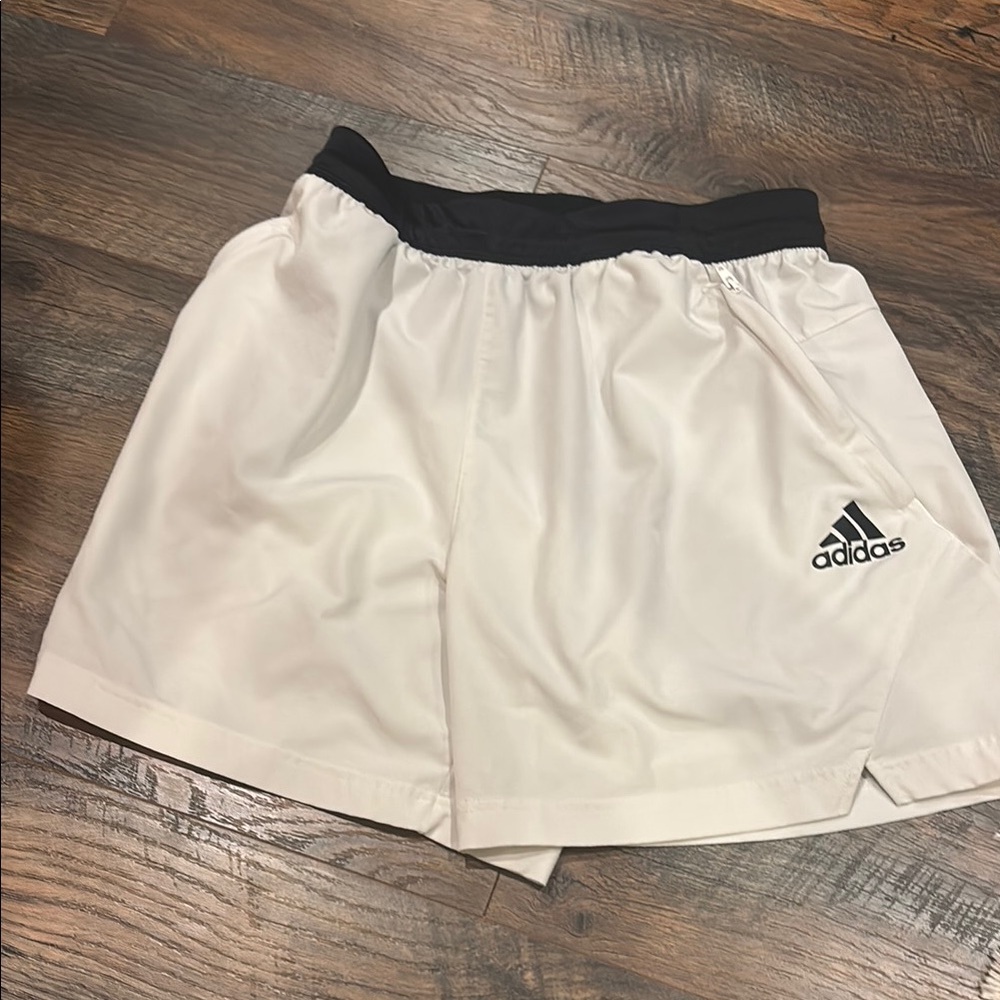 Adidas White and Black Sports Shorts